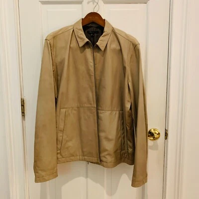 $995 Theory 超柔软皮革夹克 咖啡赛车 摩托车外套 XL 码 全新 — 第 1/4 张图片