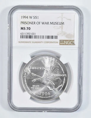 1994 Vietnam Prisoner of War POW Commemorative Silver Dollar NGC MS70 - Image 1 of 4
