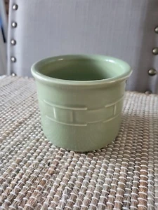 Vasija de cerámica Longaberger 2001 jade verde tejido tradiciones stock muerto - Imagen 1 de 5