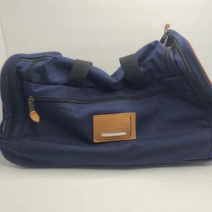 Vintage L.L. Bean Nylon Water Repellant Rolling 23" Duffle Bag Navy - Picture 1 of 7