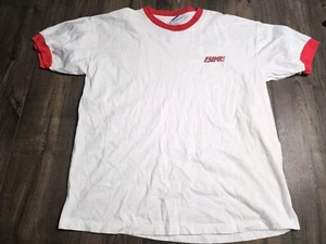 VINTAGE 90s Mens L Bike Athletic Brand Ringer T Shirt Distressed - Picture 1 of 6