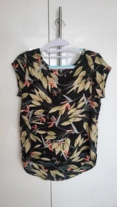 Only Damen Bluse T-Shirt Sommer Shirt Kurzarm Blumen Schwarz Reißverschluss 34 - Bild 1 von 6
