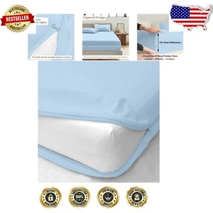 Soft Microfiber Zipper Fitted Sheet for Twin XL Beds - Wrinkle & Fade Resistant - Picture 1 of 11