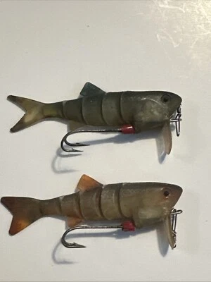 Винтажная рыболовная приманка Sosy на шарнирах резиновая плавательная приманка, сделано во Франции, живая гольянка - Изображение 1 из 4