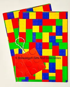 Lego Alternative Wrapping Paper 2 Sheets 2 Tags Multi Colour Paper Brick Tags - Picture 1 of 3