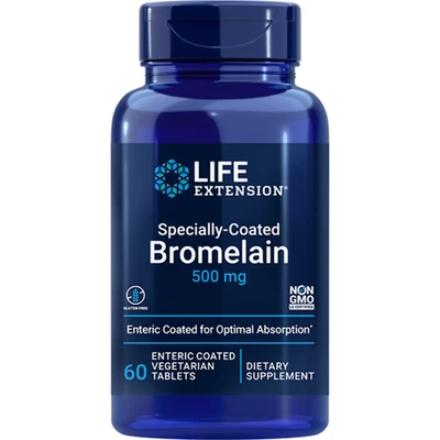 Life Extension Bromelina Especialmente Recubierta 500 mg, 60 Tabletas Vegetales Recubiertas Entéricas Foto 1 de 2