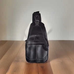 Men’s Leather Crossbody Shoulder Messenger Travel Chest Sling Hiking Bag NEW - Picture 1 of 18
