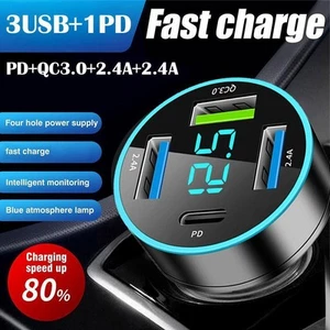 Chargeur Téléphone Voiture USB C Innovant avec Charge Rapide et Indicateur LED - Photo 1 sur 14