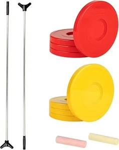 Shuffleboard Game Set, 2 Cues, 8 Pucks, Chalk Outdoor Games for Adults & Kids - Picture 1 of 6