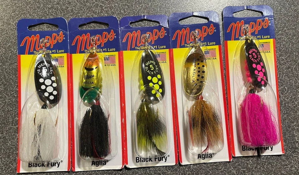 Lote de 5 nuevos Mepps tamaño #5, 1/2 oz spinners Foto 1 de 1