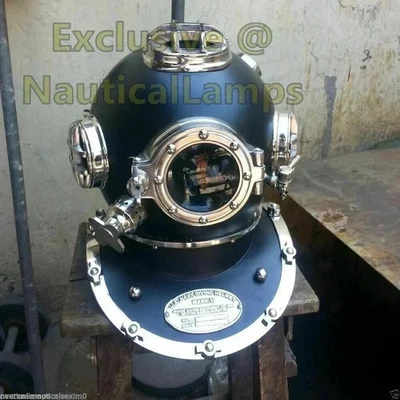 Full Size Antique U.S Navy Brass Divers Diving Helmet Mark V Deep sea Scuba 18" - Image 1 of 4