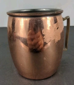 Antique Copper Barrel Mug with Brass Handle - 20 oz - Picture 1 of 9