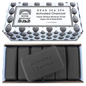 Dead Sea Salt Activated Charcoal Soap 4oz 6Pk in Gift Box-Dead Sea Salt for F... - Picture 1 of 6