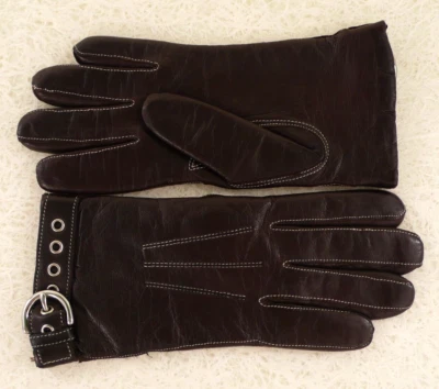 NUEVO Mujer COACH CUERO CACHEMIR GUANTES ESPRESSO MARRÓN Talla 6-1/2 HUNGRÍA Foto 1 de 2