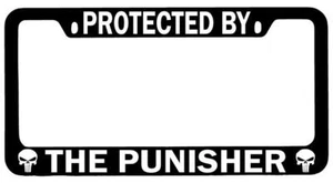 Protected By Punisher Black METAL License Plate Frame Auto Marvel - Picture 1 of 1