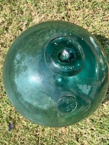 Vintage Japanese 12” Green Glass Fishing Float Ball FF - Kita - Picture 1 of 4