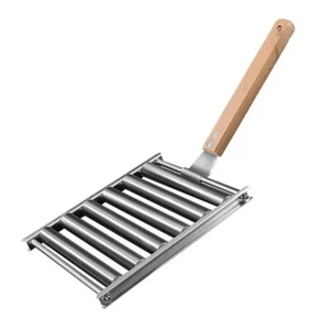 Porte-saucisses grillées en acier inoxydable avec poignée en bois extra longue - Imagen 1 de 7