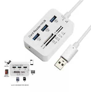 Aluminum 3 Port USB 3.0 Hub MS SD M2 TF Multi-In-1 Memory Card Reader Adapter - Picture 1 of 6