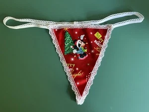 Womens MINNIE MOUSE CHRISTMAS String Thong Disney Panty Underwear - Picture 1 of 1