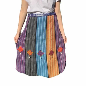 Faldas multicolores a rayas hechas a mano informales largas bordadas envolturas de algodón - Imagen 1 de 4