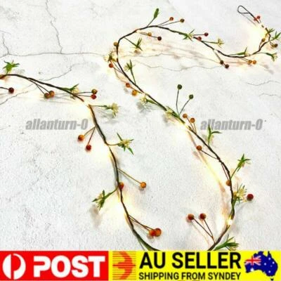 2M 20LED Berry Flowers Leaves Fairy String Lights Battery Xmas Party Lamps Decor - image 1 of 4