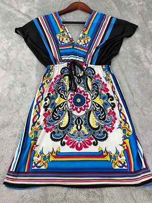 Lucky Girl Women's Paisley Dress Size S/M Blue/Red/White/Black Boho - Image 1 of 4