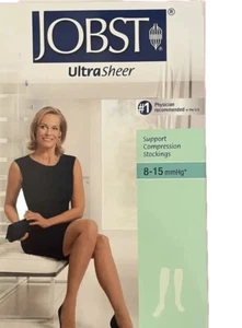 JOBST Ultra Sheer Compression Stockings 8-15 mug Beige SMALL Waist CT - Picture 1 of 5