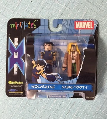 2003 Art Asylum Marvel X-MEN 2 Pack Minimates WOLVERINE & SABRETOOTH - Image 1 of 3