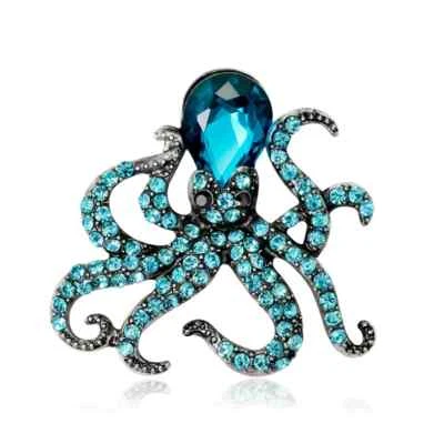 Vintage Polished Octopus Brooch Metal Badge Women Men Jewelry Party Accessories - Image 1 of 4