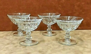 (4) Sherbert Sorbet Gläser mit Fuß ~ klar 3 3/4" hoch Wirbel gerippt AUSVERKAUF!! - Bild 1 von 4