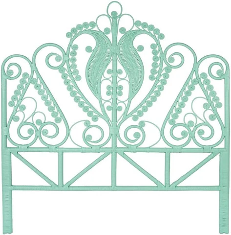 Peacock Rattan Headboard, Full, Mint Cover