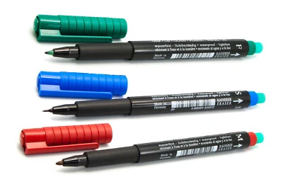 Faber Castell Marker permanent Multimark mit Radiergummi blau grün schwarz rot - Bild 1 von 4