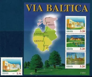 SG36 ESTONIA 1995 Miniature sheet + stamp Via Baltica MNH - Picture 1 of 1