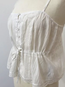 ASOS DESIGN Lace Insert Ivory Crop Buttoned Sun Top - Size 14 - Picture 1 of 7