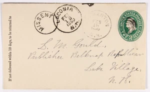 Gilmanton, NH. CDS de febrero de 1890, Missent to Laconia, NH. to Lake Village, NH. - Imagen 1 de 2