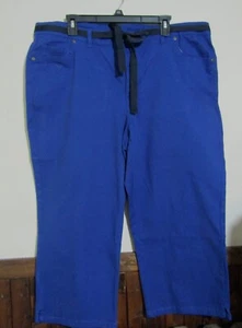 BASIC EDITIONS CAPRI PANTS WOMANS 18W BLUE /TIE BELT DRESS/CASUAL NWT - Picture 1 of 1