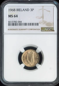 1968 Ireland Three Pence 3P NGC MS64 Quality - Picture 1 of 2
