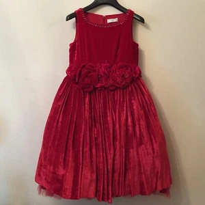Monnalisa Couture Girls Runway Holiday Ruby Red Velvet Dress And Shrug Size 8 - Picture 1 of 11