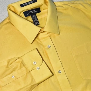 Lands End Mens Butter Yellow Wrinkle Free Broadcloth Dress Shirt 17.5 35 Office - Picture 1 of 8