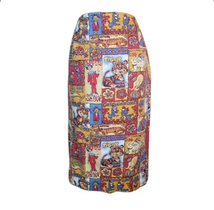 Vintage 60s 70s Kitschy Circus Zoo Animal Midi Skirt Funky XS/S Multicolor - Picture 1 of 9