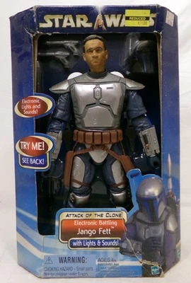Hasbro Star Wars Attack of the Clones Electronic Battling Jango Fett 12" Figure - Image 1 of 4