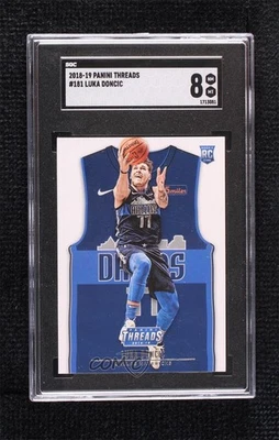 2018-19 Panini Threads Rookies Statement Jersey Luka Doncic #181 SGC 8 Rookie RC - Image 1 of 2