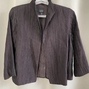 Chaqueta para mujer Eileen Fisher Petite seda marrón chocolate frente abierto talla PP - Imagen 1 de 7