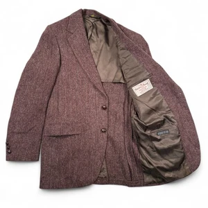 Veste blazer homme Harris Tweed Stafford vintage tweed laine chevrons 40R - Photo 1/17
