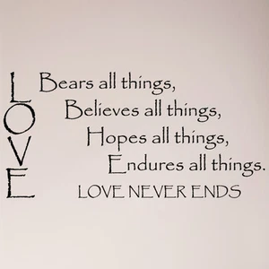 Calcomanía de 48" Love Bears Believes Hopes Endures All Things Love Never Ends - Imagen 1 de 2