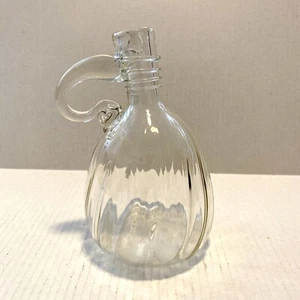 Esteban Prieto Hand Blown Glass Pitcher Jug VTG Clear Glass w/ Funky 70s Shape - Picture 1 of 9