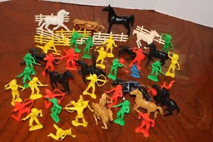 51 Ajax Lido & Other Western Lot Cowboys Indians Horses Fences 1950s Plastic - Picture 1 of 5