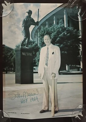 Stan Musial Signed  Auto 11X 15.5 Stadium Statue Photo St Louis Cardinals HOF 69 - Image 1 of 4