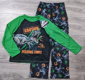 Jurassic World Pajamas Boys Medium 8 Shirt Pant Dinosuar PJ Set Gift Cute - Picture 1 of 4