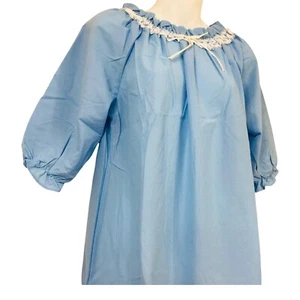 Vintage Nightgown Lace Ruffle Medium Cottagecore Brushed Lightweight Pajama Gown - Picture 1 of 11